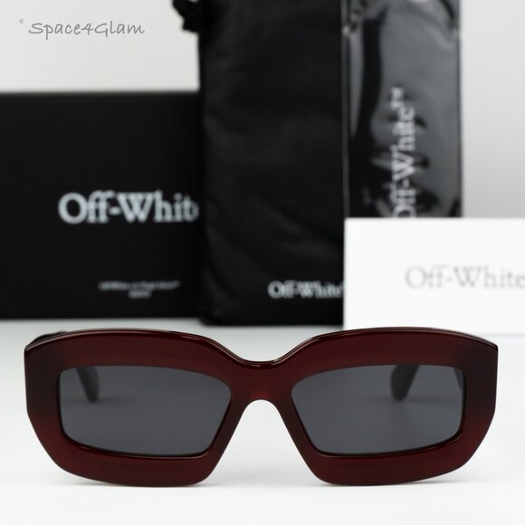Off-White Women Sunglasses Burgundy Grey Rectangle OERI138 CHARLOTTE 2807 NEW main image 7